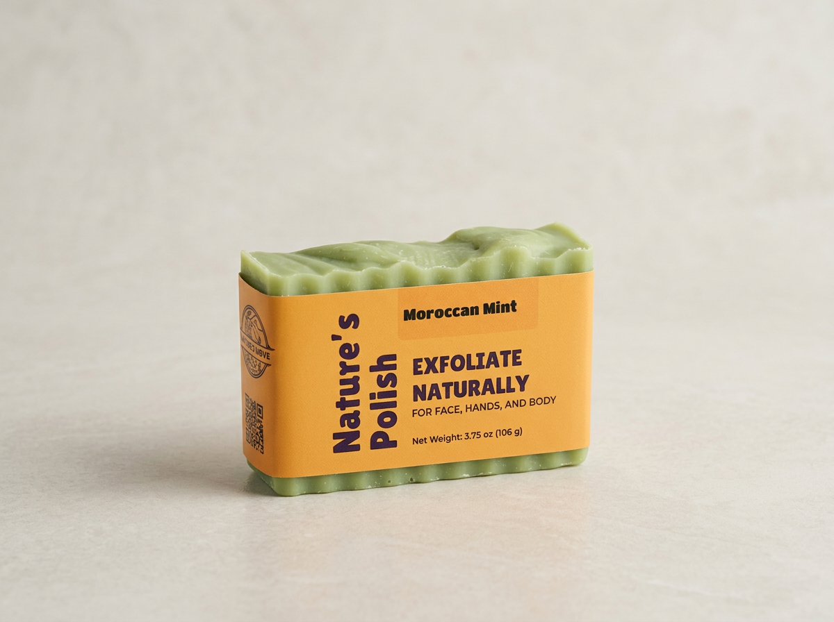 Green Moroccan Mint soap with golden label