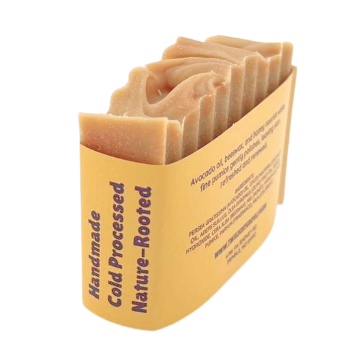 Back view of Peppermint Nature's Polish handmade soap bar showing ingredient label and natural exfoliating soap texture.