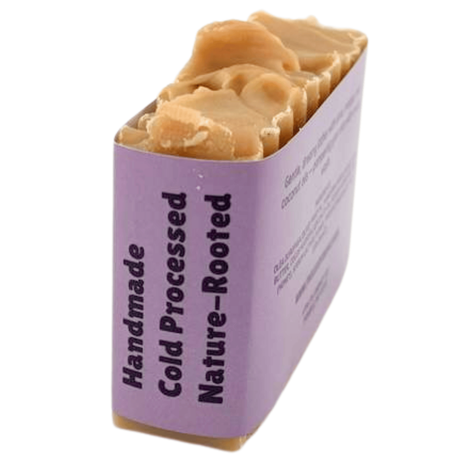 Red Apple - bright, juicy, lightly sweet - ridged bars, creamy beige with red swirls - side view text