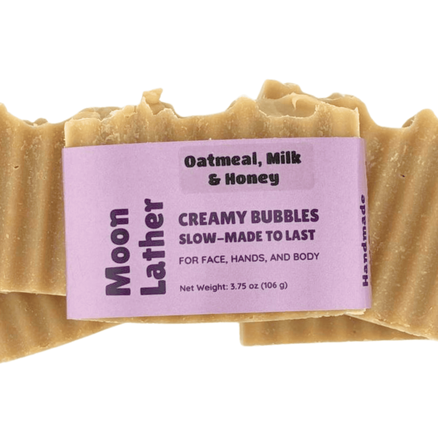 Oatmeal Milk & Honey - This farm-inspired bar combines natural pumice for light exfoliation with mango butter for a long-lasting moisturizing soap_packaged soap on stack