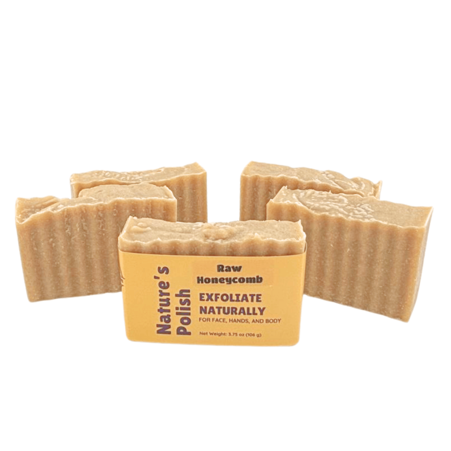Multiple Raw Honeycomb Nature's Polish soap bars arranged together showing handmade ridges and natural exfoliating design.