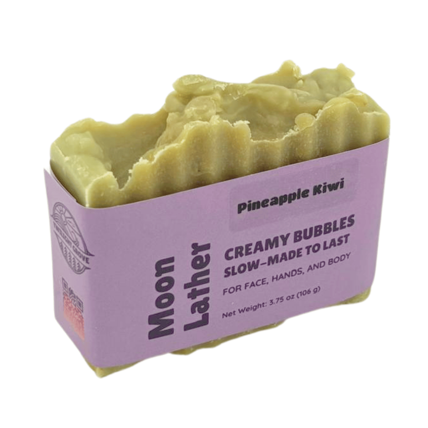 Moon Lather  - This farm-inspired bar combines natural pumice for light exfoliation with mango butter for a long-lasting moisturizing soap_front view_packaged bar