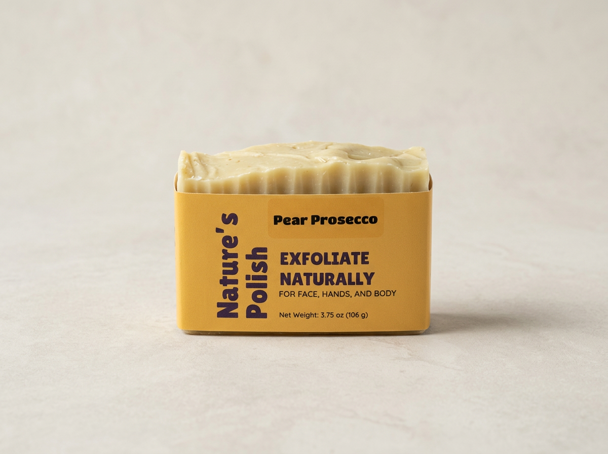 Cream-colored Pear Prosecco Nature’s Polish soap with a lightly textured top