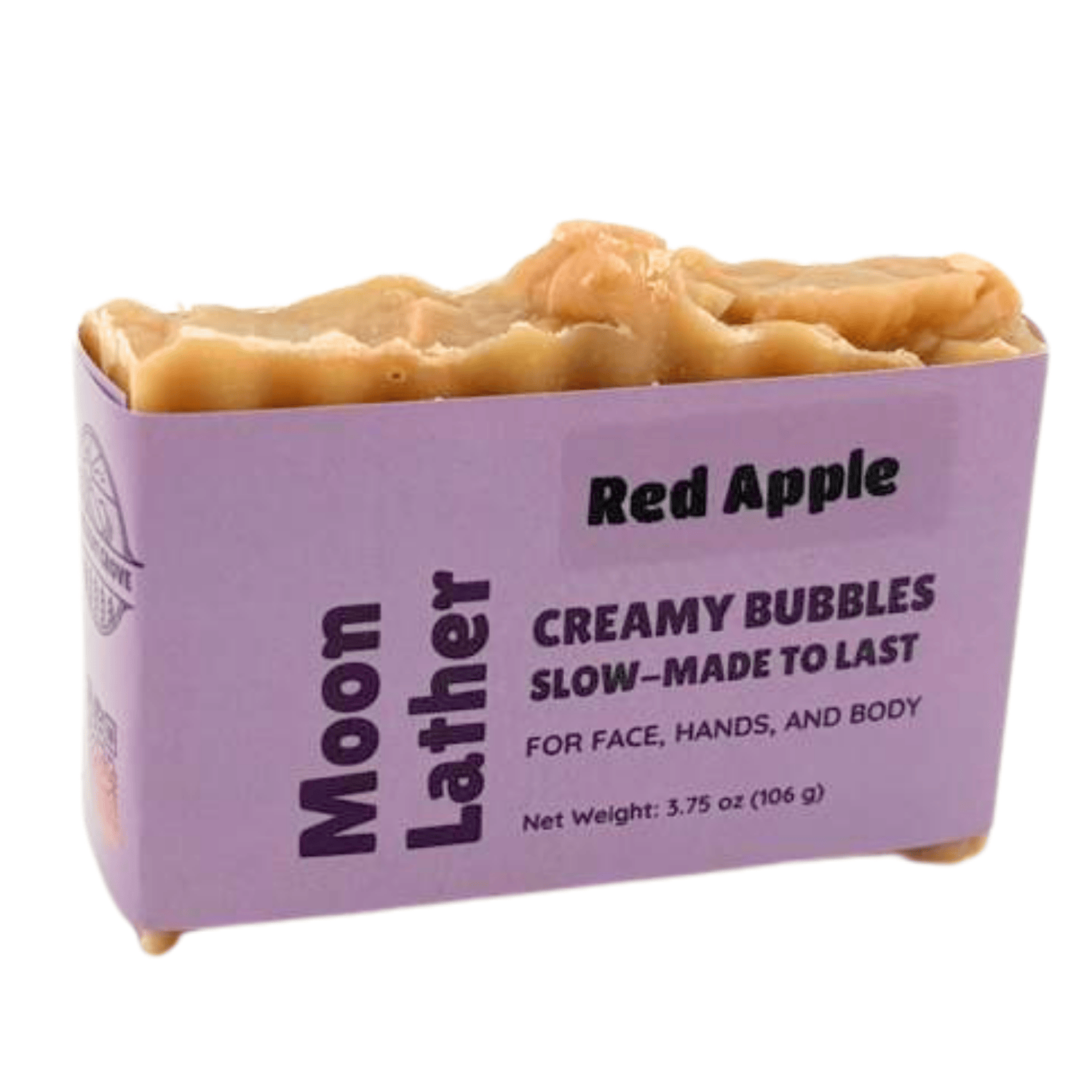 Red Apple - bright, juicy, lightly sweet - ridged bars, creamy beige with red swirls - front view, packaged