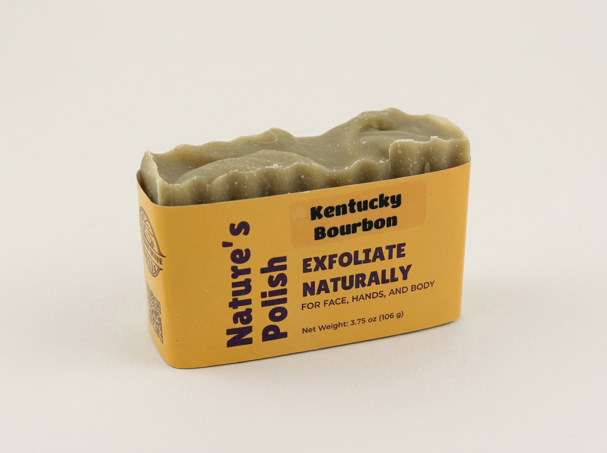 Brown Kentucky Bourbon Nature’s Polish soap wrapped in a golden label