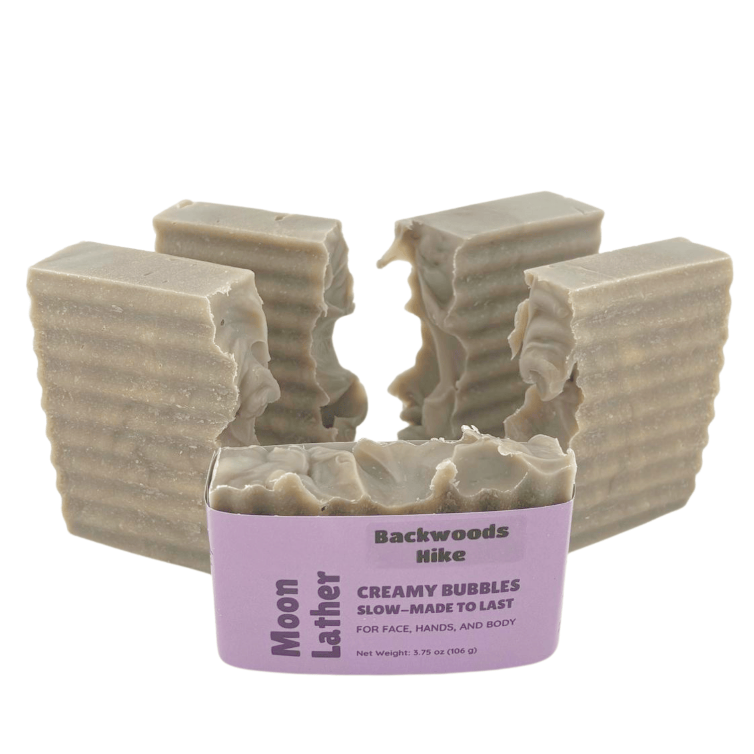 Backwoods Hike - This farm-inspired bar combines natural pumice for light exfoliation with mango butter for a long-lasting moisturizing soap_bars on sides