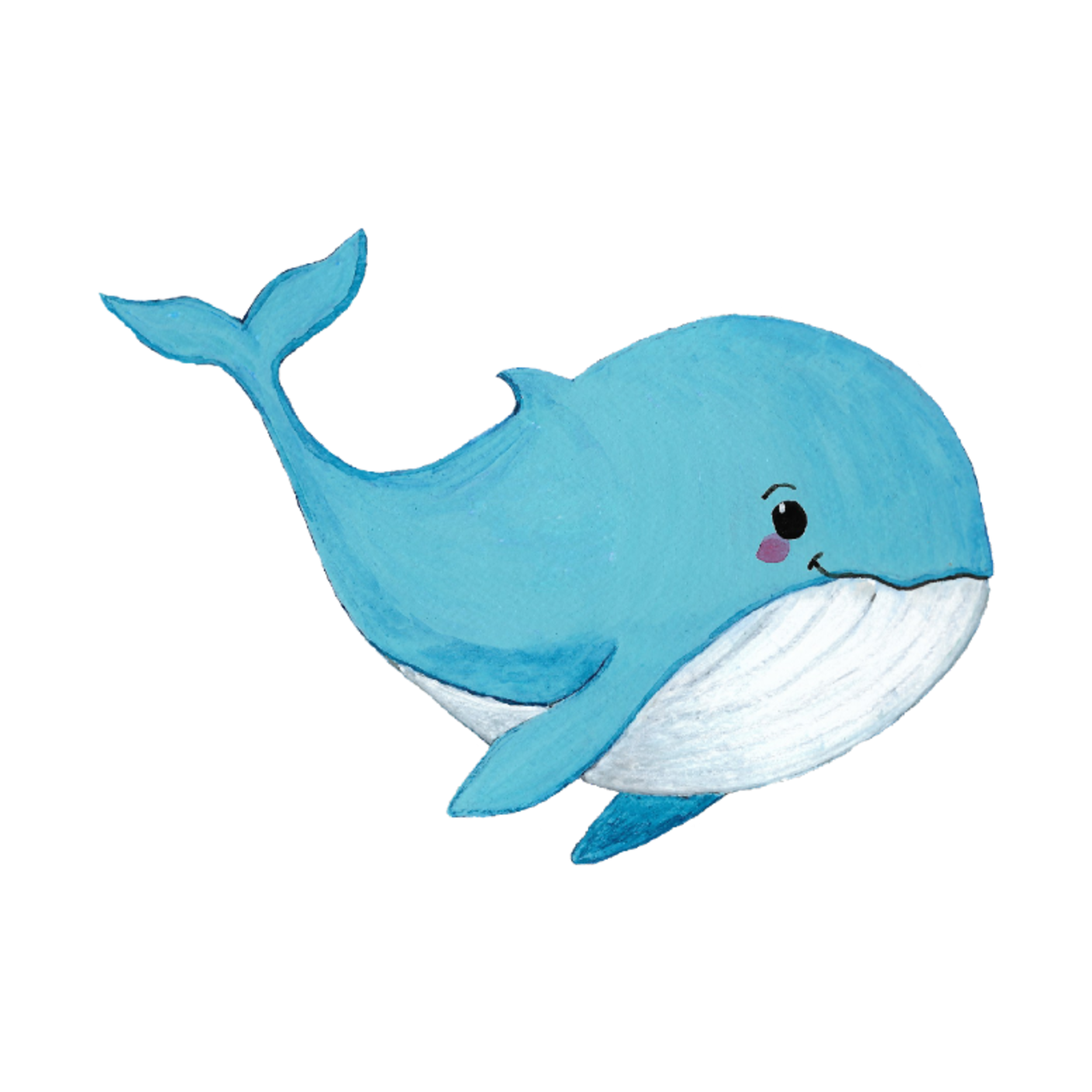 Blue Whale - acrylic and watercolour illustration