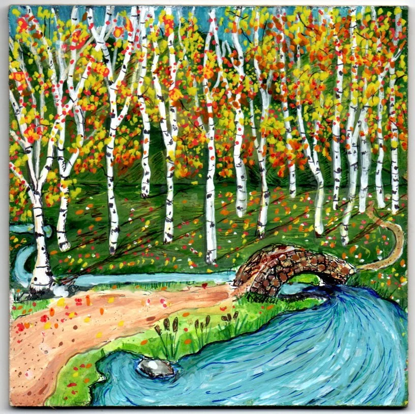 Birch Bridge Trail - Acrylic Posca Pen Painting