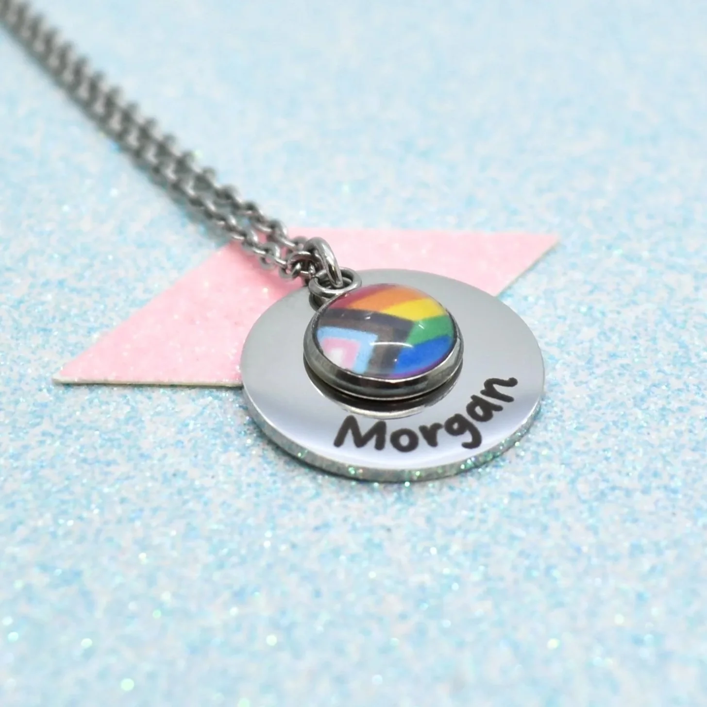 custom LGBTQ+ necklace with choice of pride flag