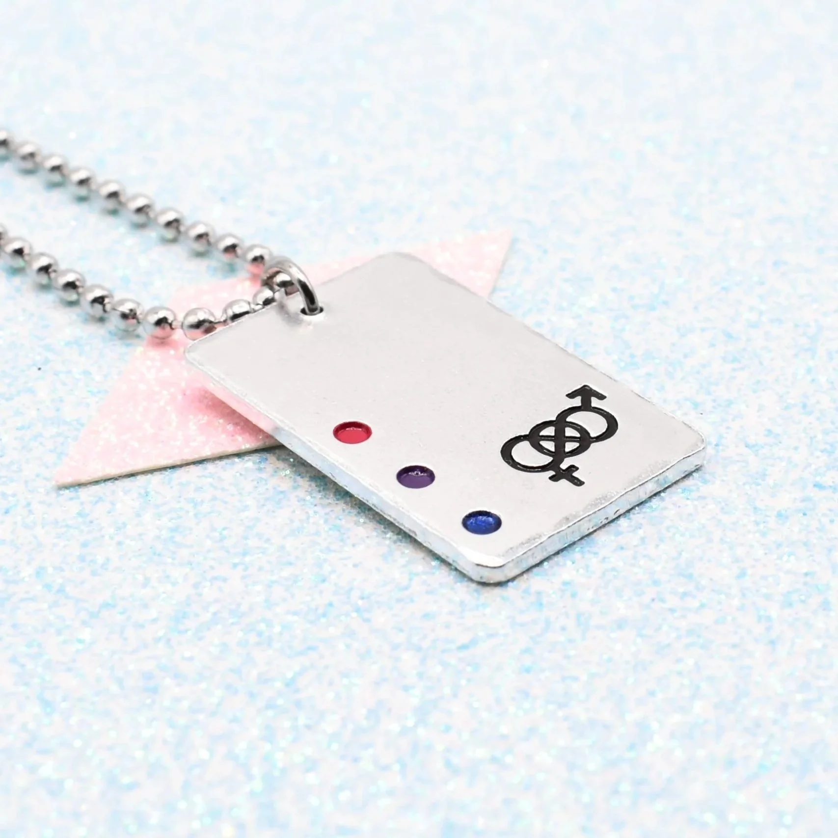 Stainless steel bisexual pendant with gender symbols