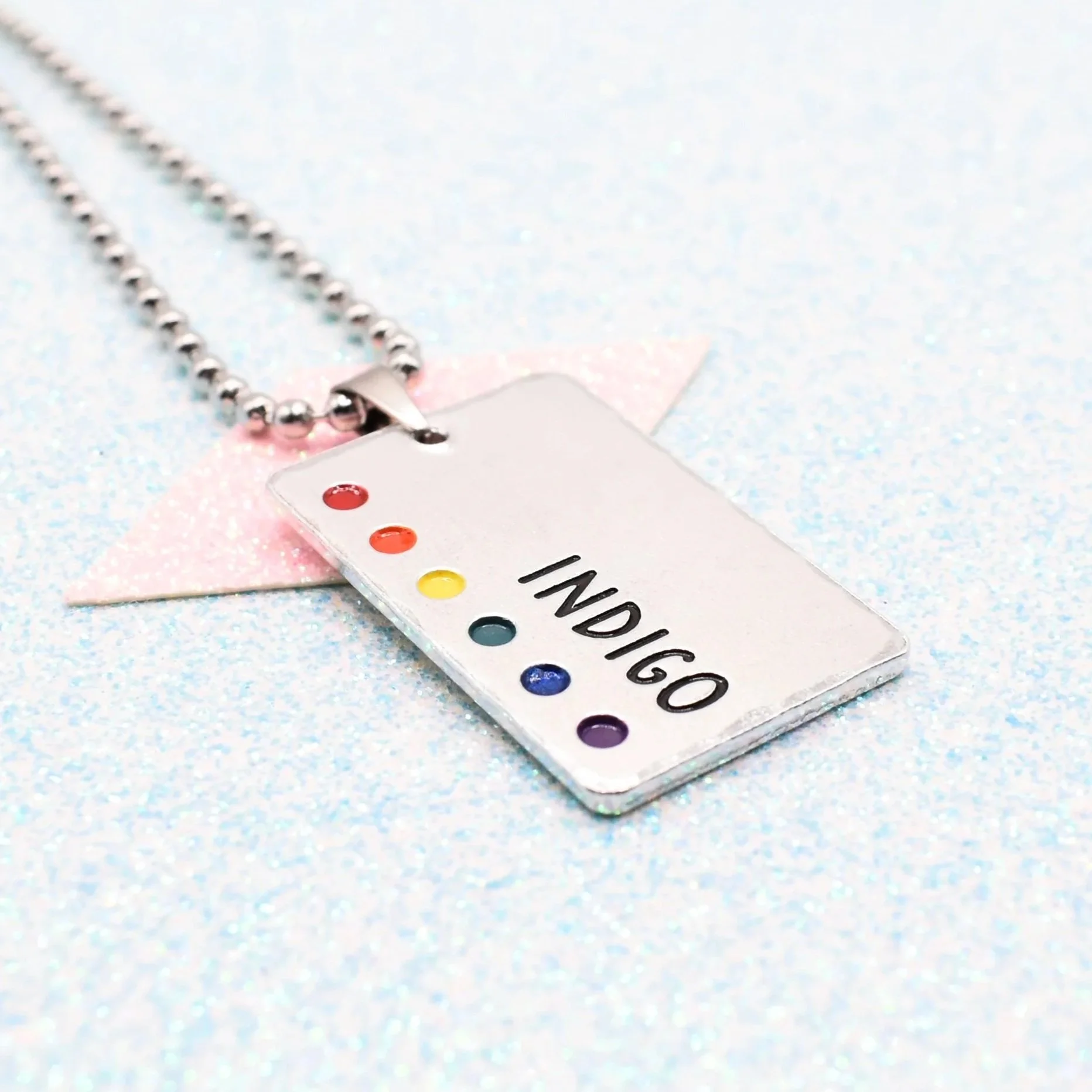 Custom rainbow flag necklace with personalisation