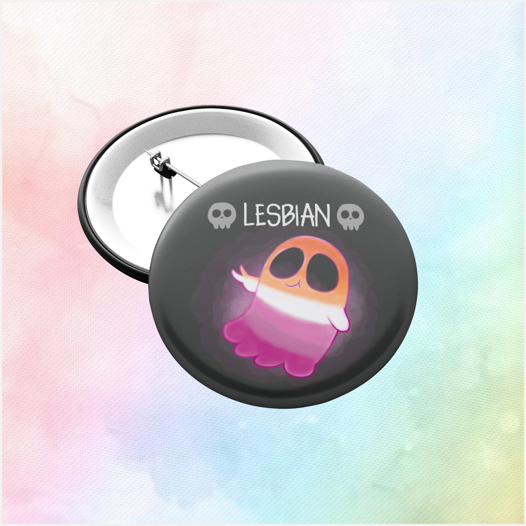 lesbian pride ghost pin badge