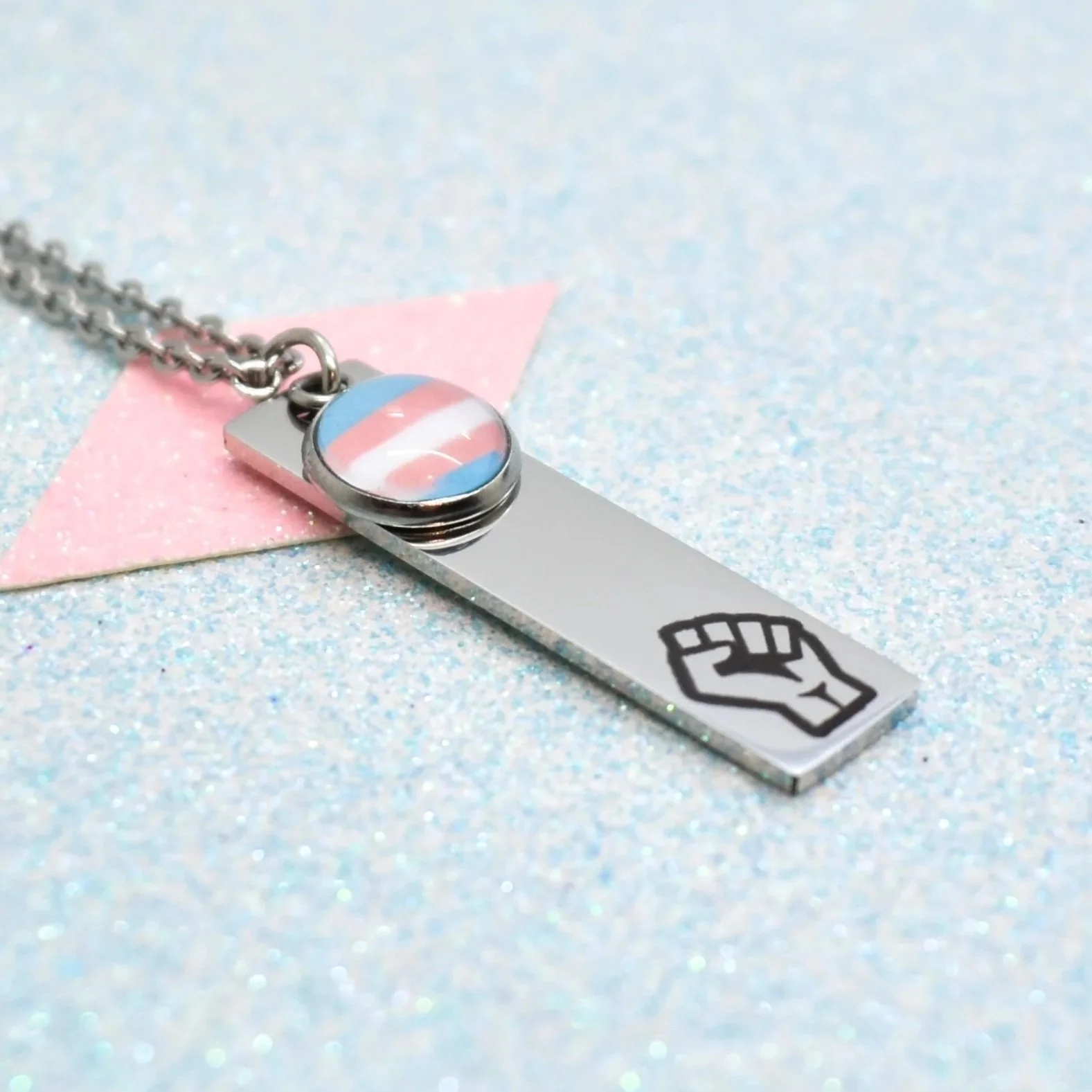 Progress pride resist necklace with custom flag option