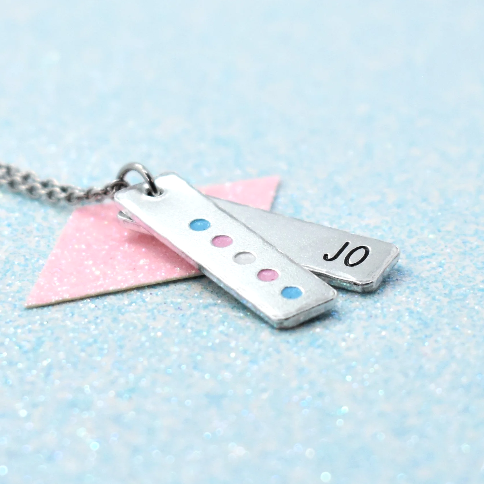 Custom engraved transgender pride necklace with name pendant