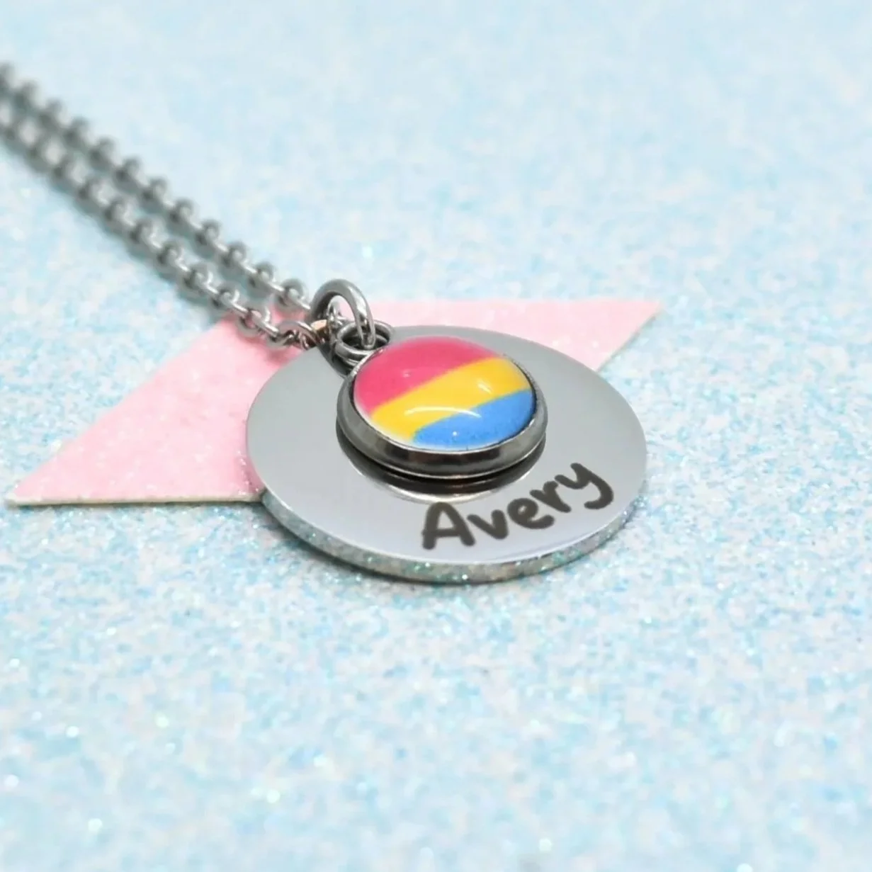 pansexual pride flag pendant LGBTQ+ gift