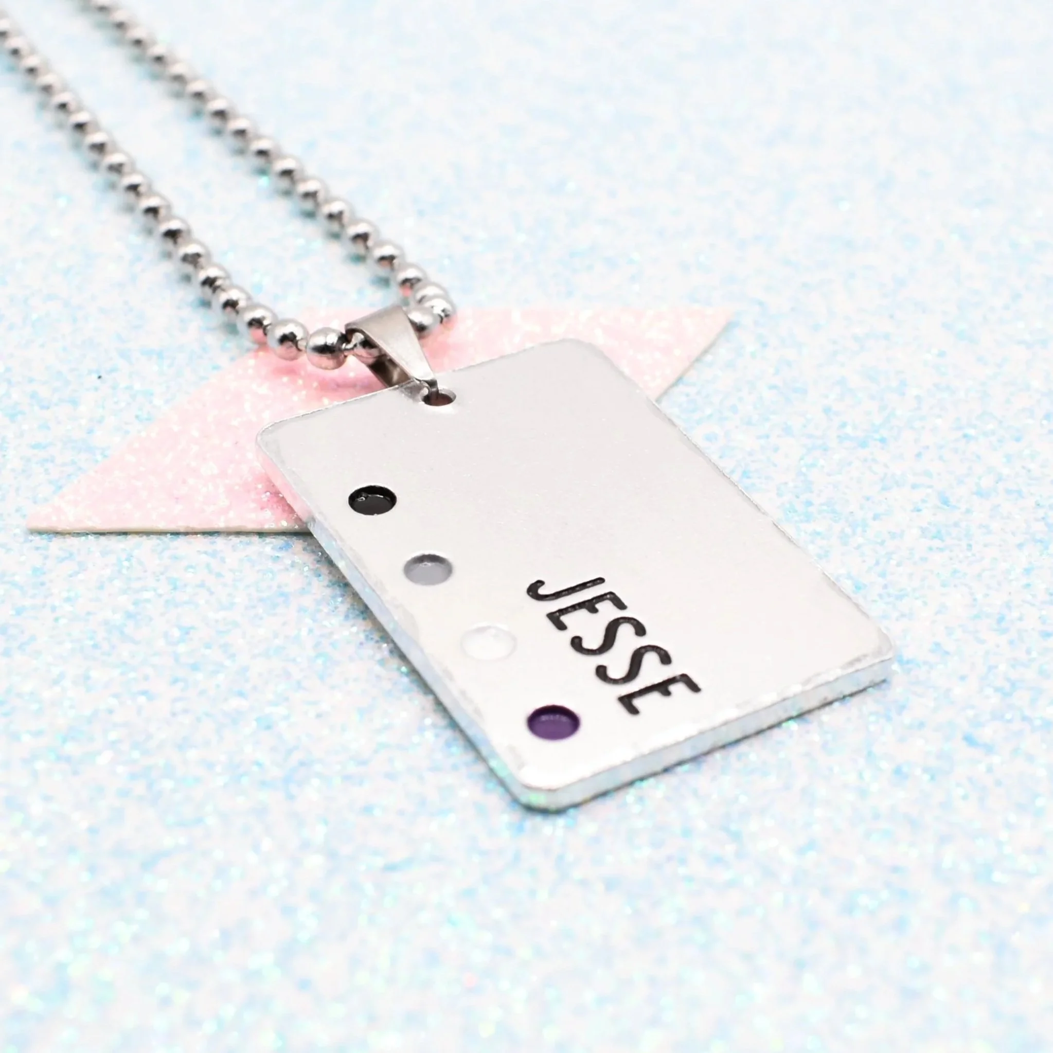 Asexual pride necklace with enamelled flag accents