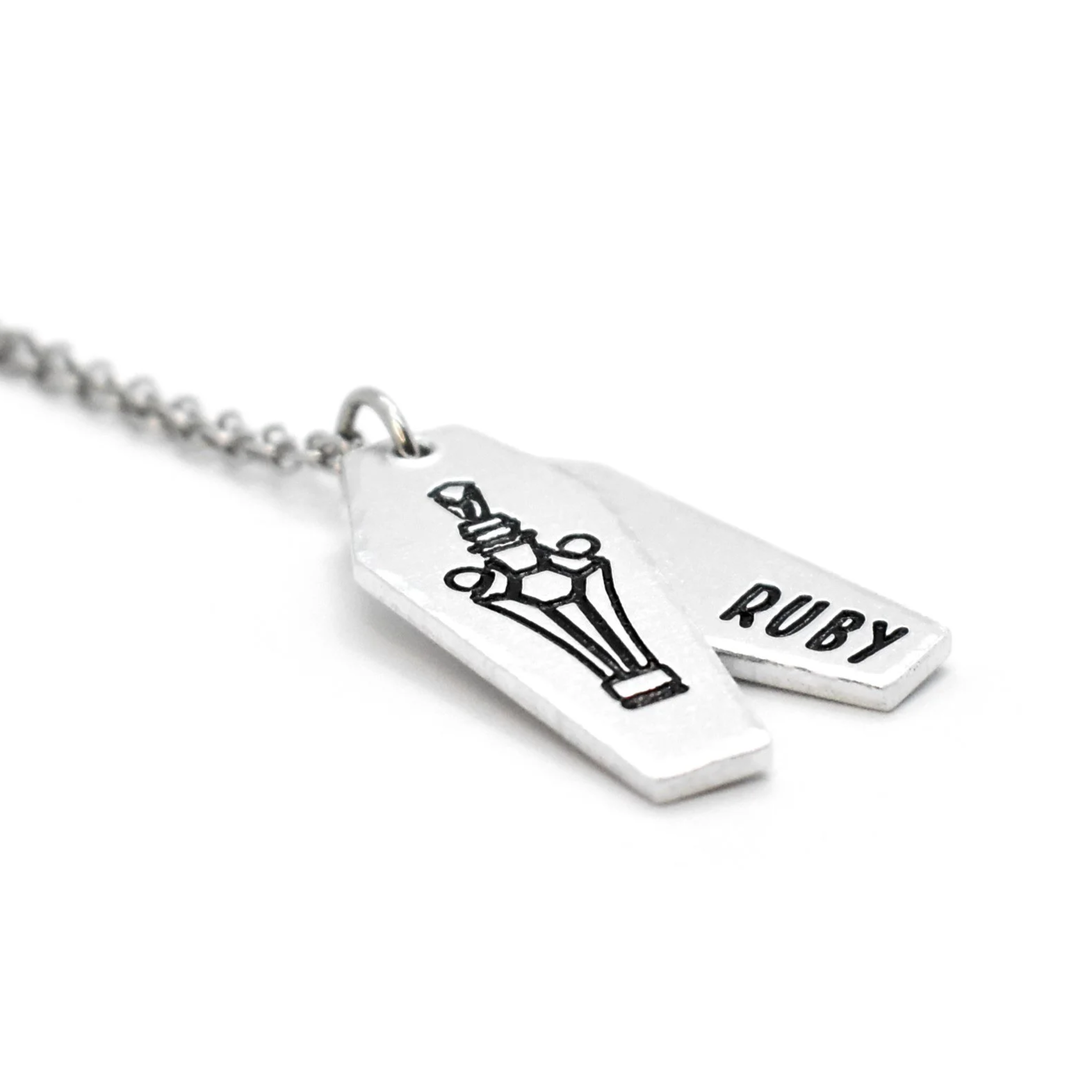 double coffin pendant necklace custom name date engraving