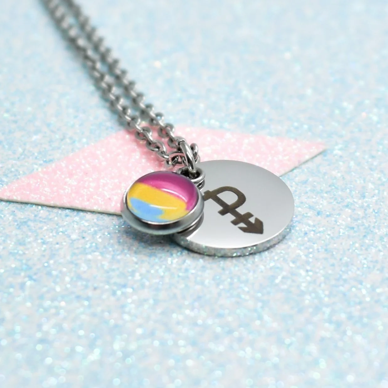 pansexual pride necklace with symbol