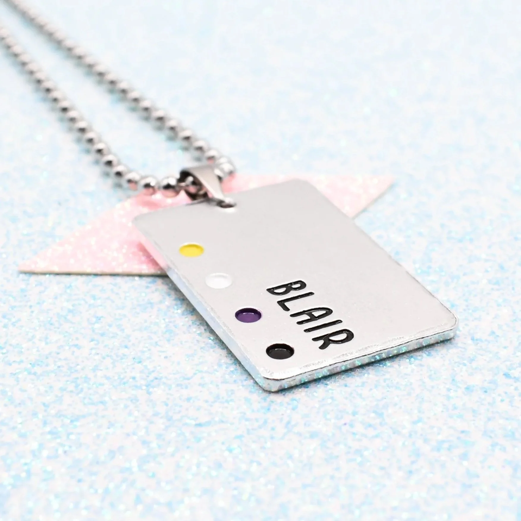 Non-binary pride necklace with enamelled flag accents