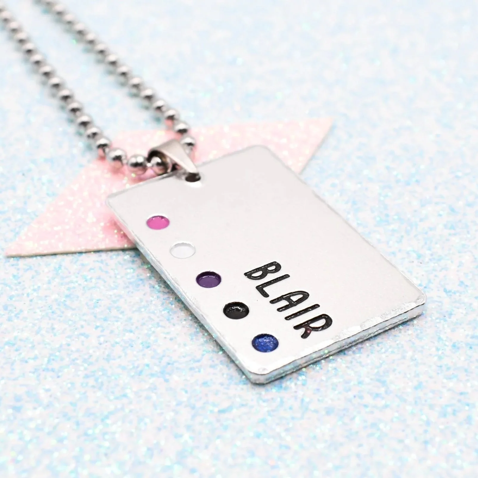 Gender fluid pride necklace with enamelled flag accents