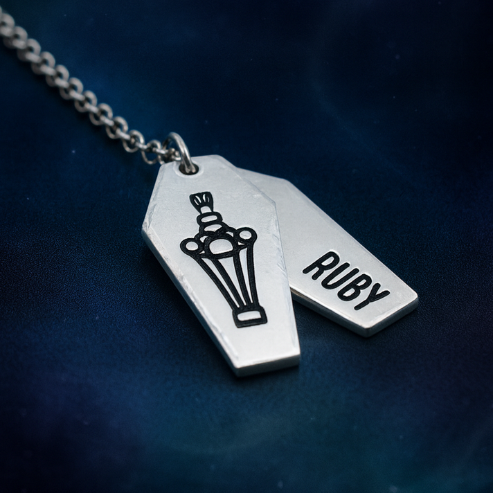 personalised potion coffin necklace layered gothic jewellery