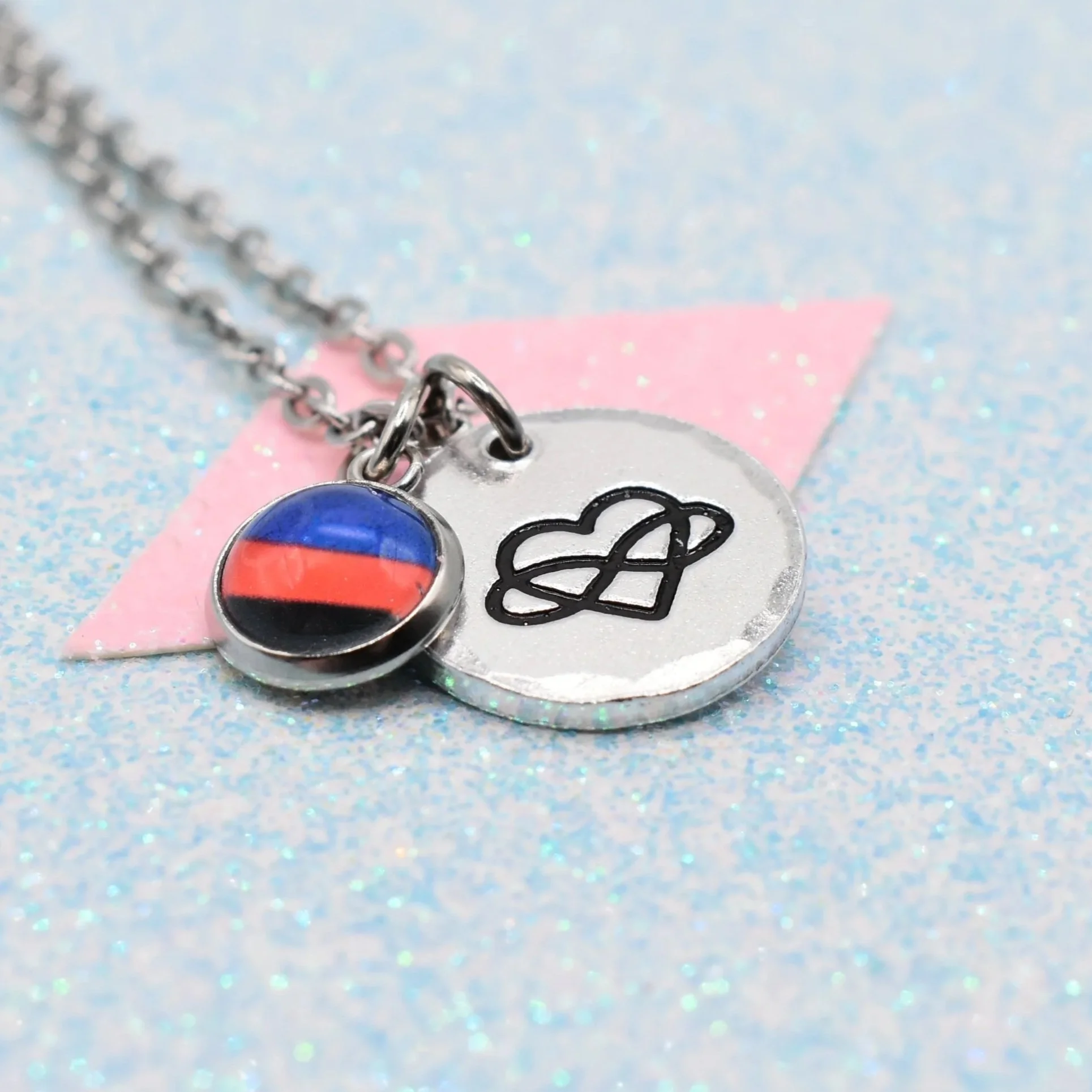 Symbolic, Polyamory Pride Flag  Necklace