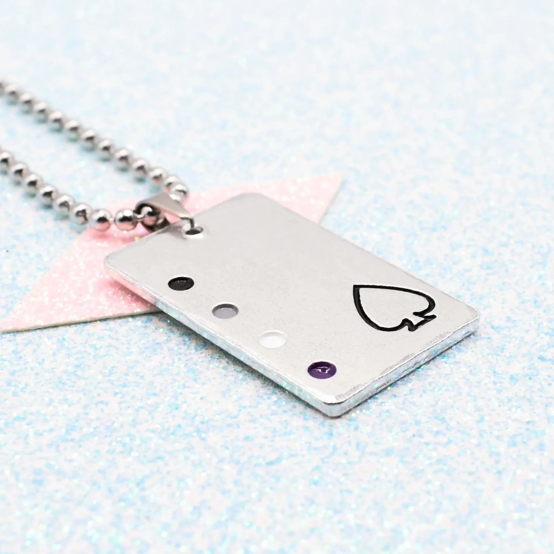 Stainless steel asexual pendant with pride flag colours