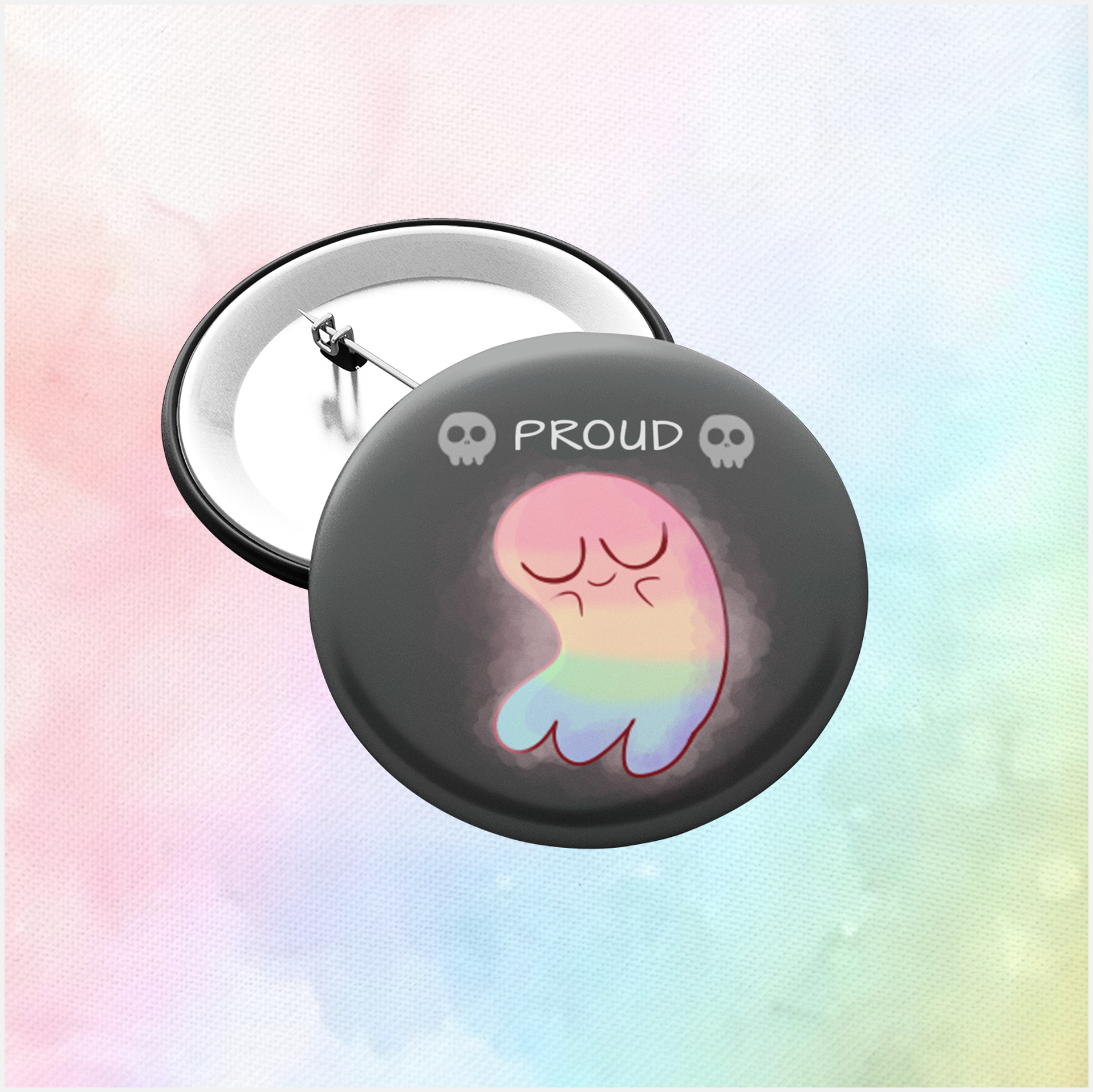 lgbtq rainbow ghost pin badge