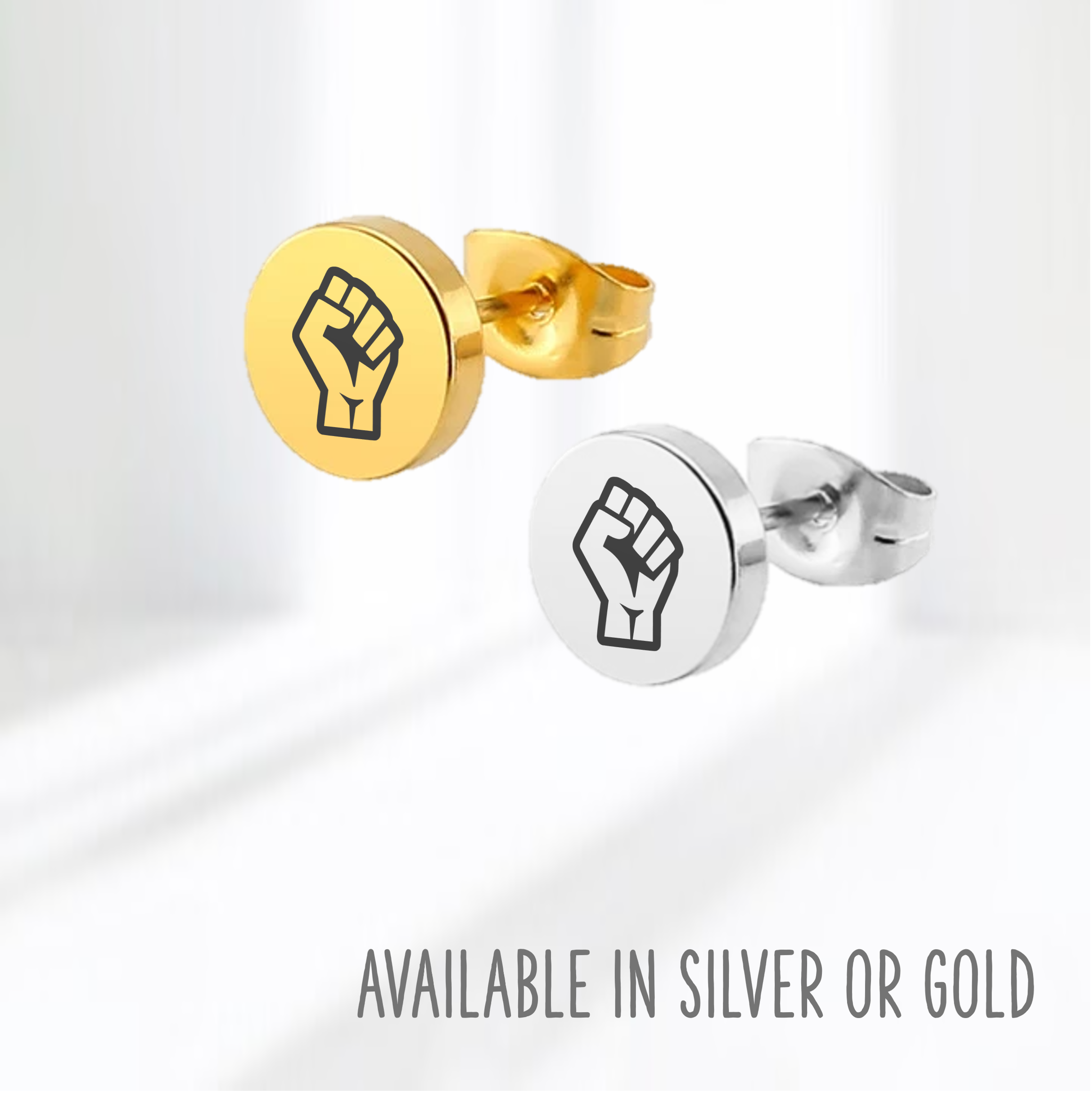 Single or pair Resist Pride stainless steel stud earrings
