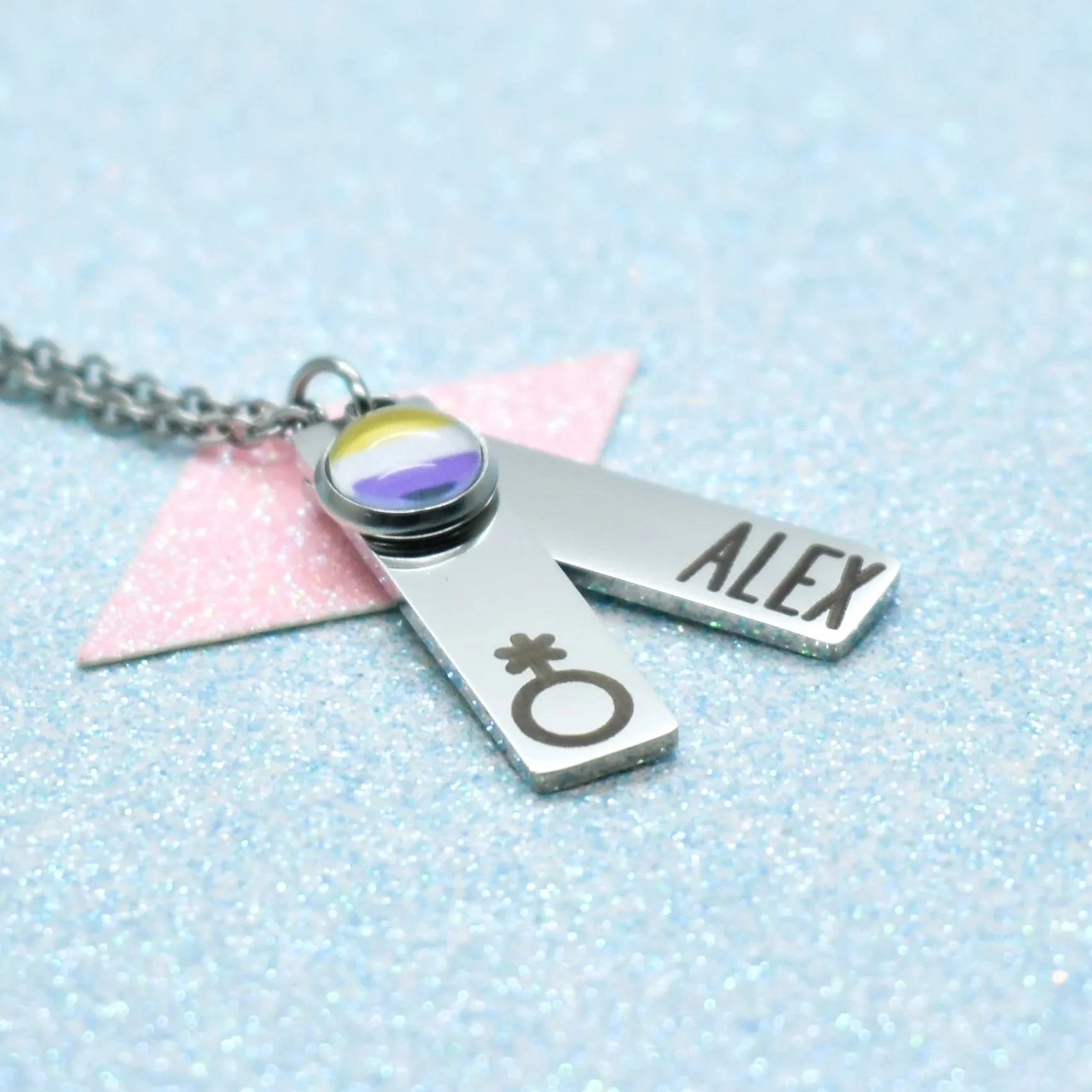 personalised non binary pride necklace