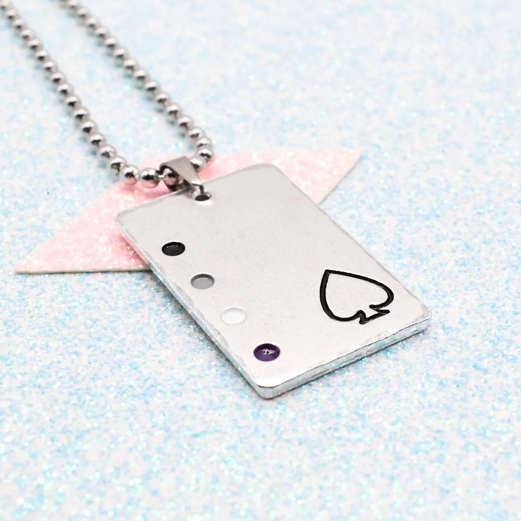 Asexual pride necklace with ace spade symbol