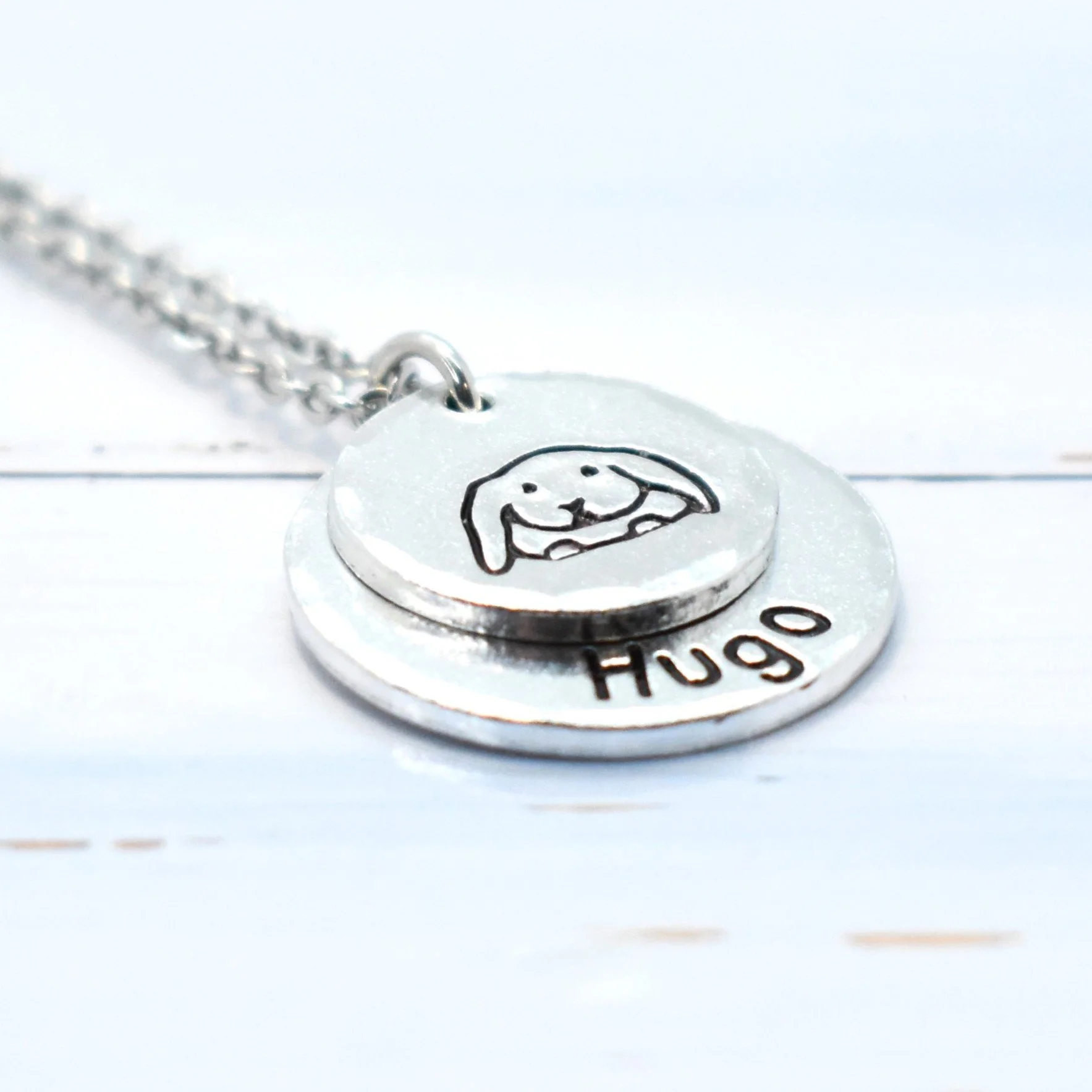 Personalised rabbit necklace with custom name