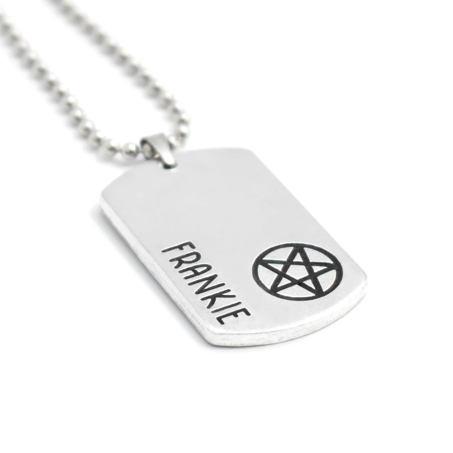 custom gothic necklace with pentagram engraving