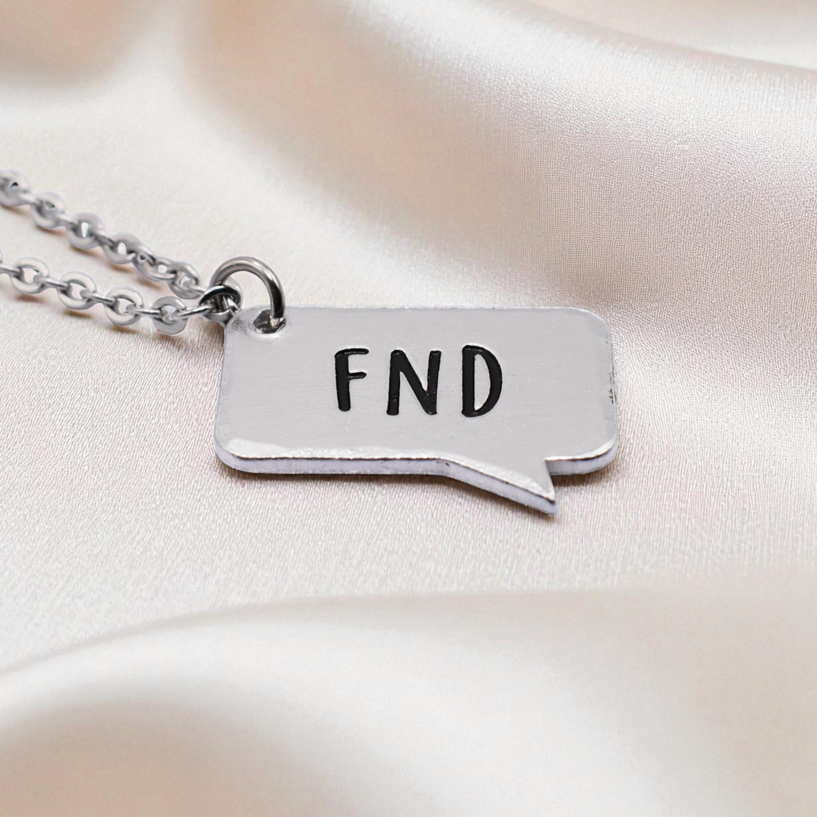 Silver FND pendant – handmade necklace for hidden disability visibility and support