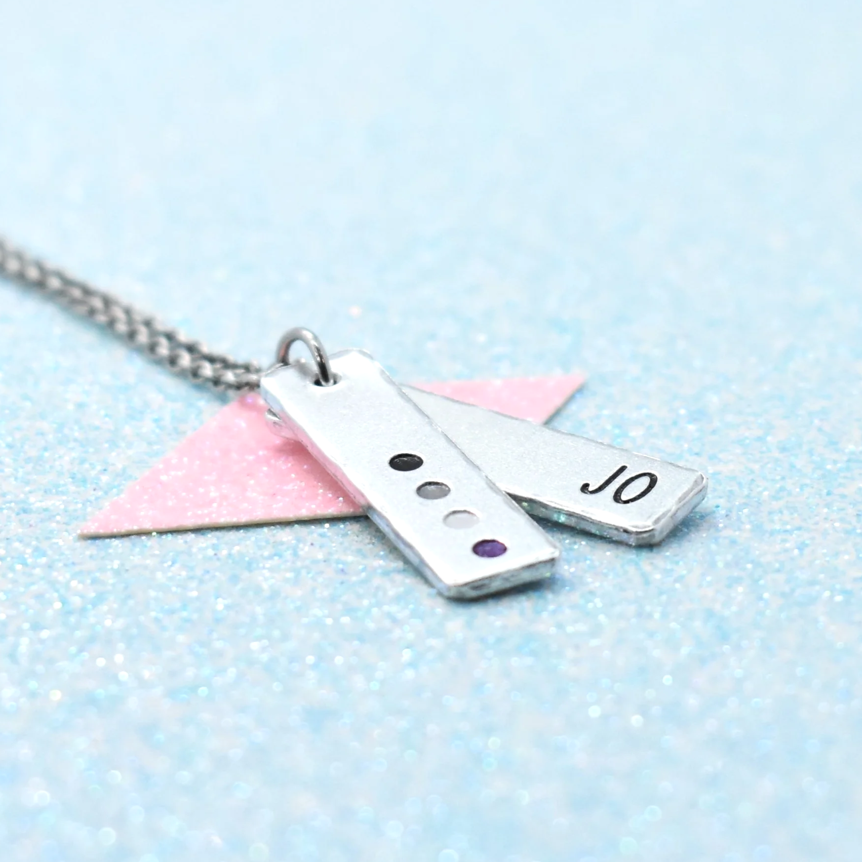 Custom engraved asexual pride necklace with name pendant