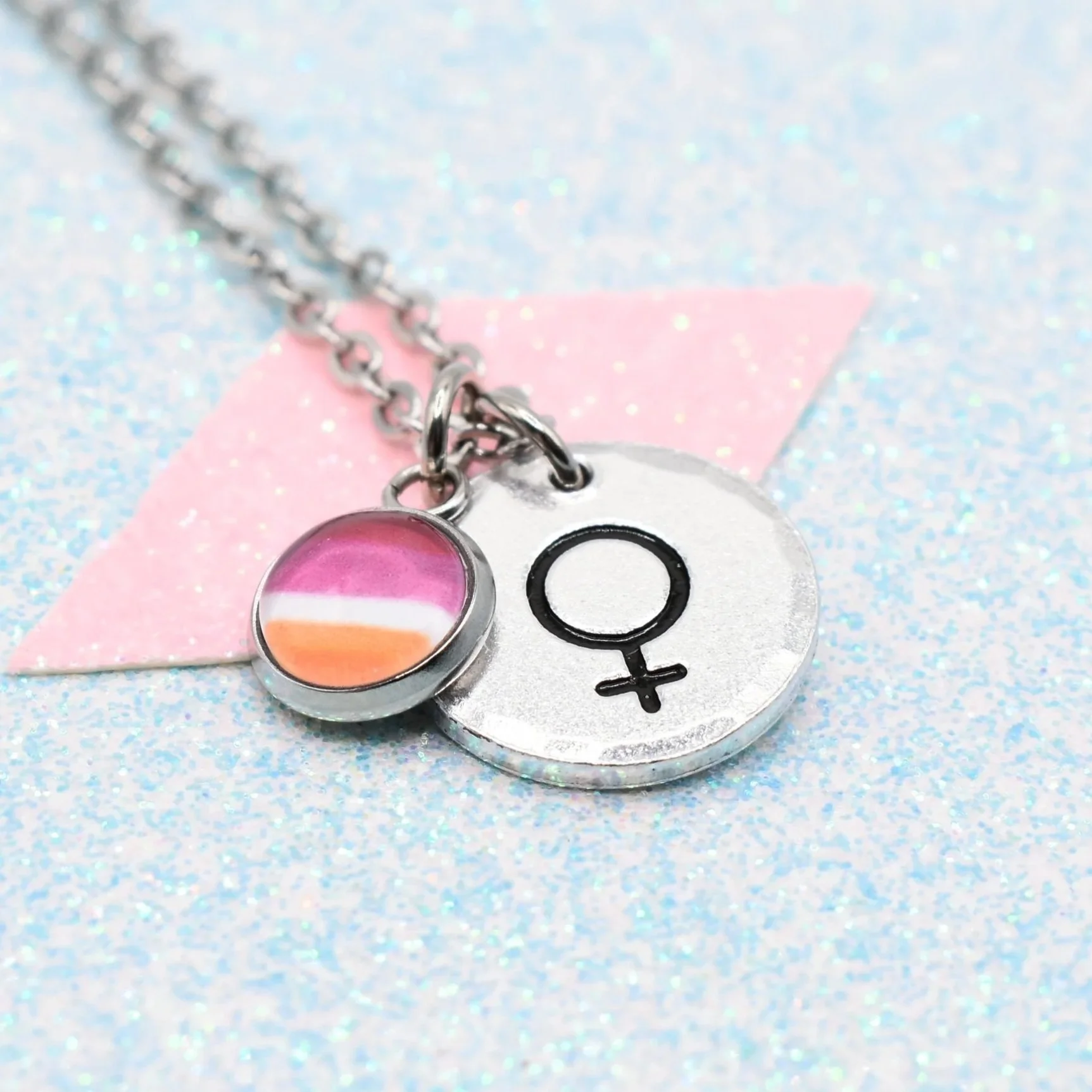 Symbolic, Lesbian Pride Flag Necklace