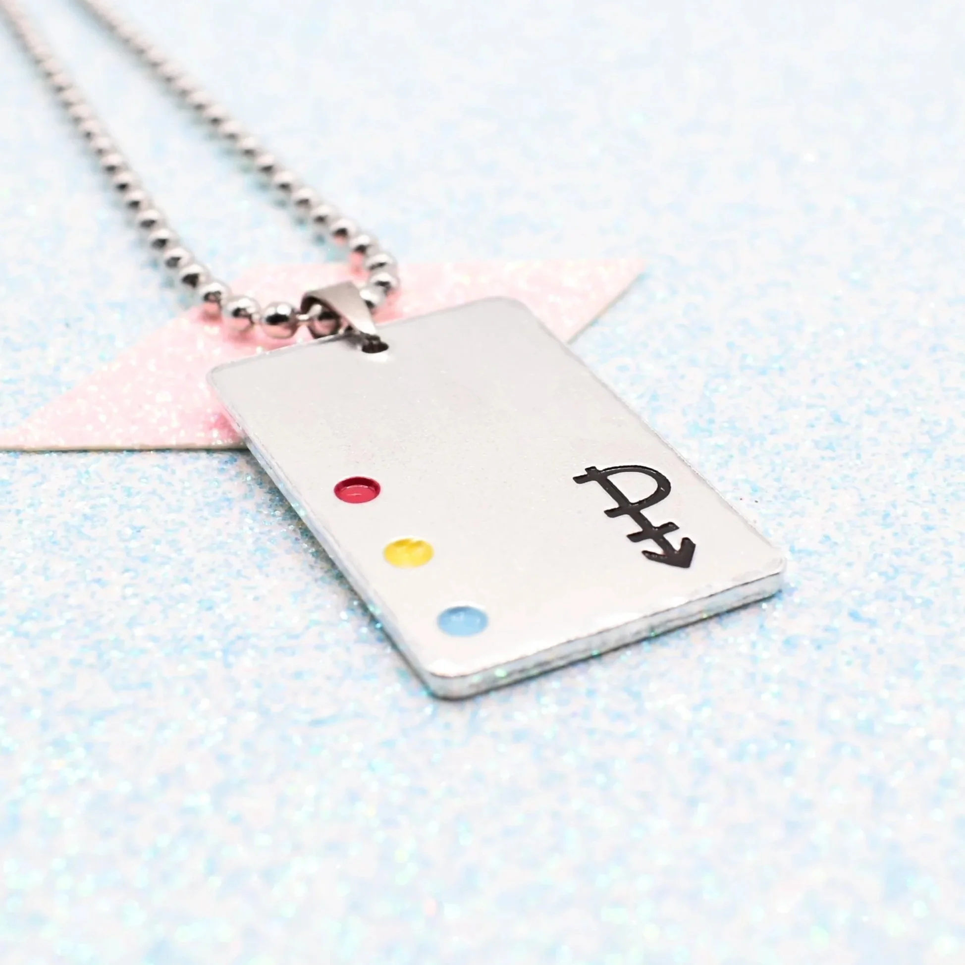 Pansexual pride necklace with pansexual flag colours enamelled