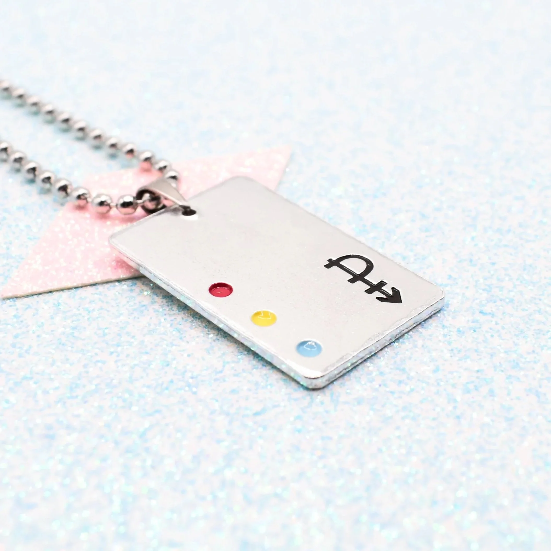 Stainless steel pansexual pendant with pansexual gender symbol