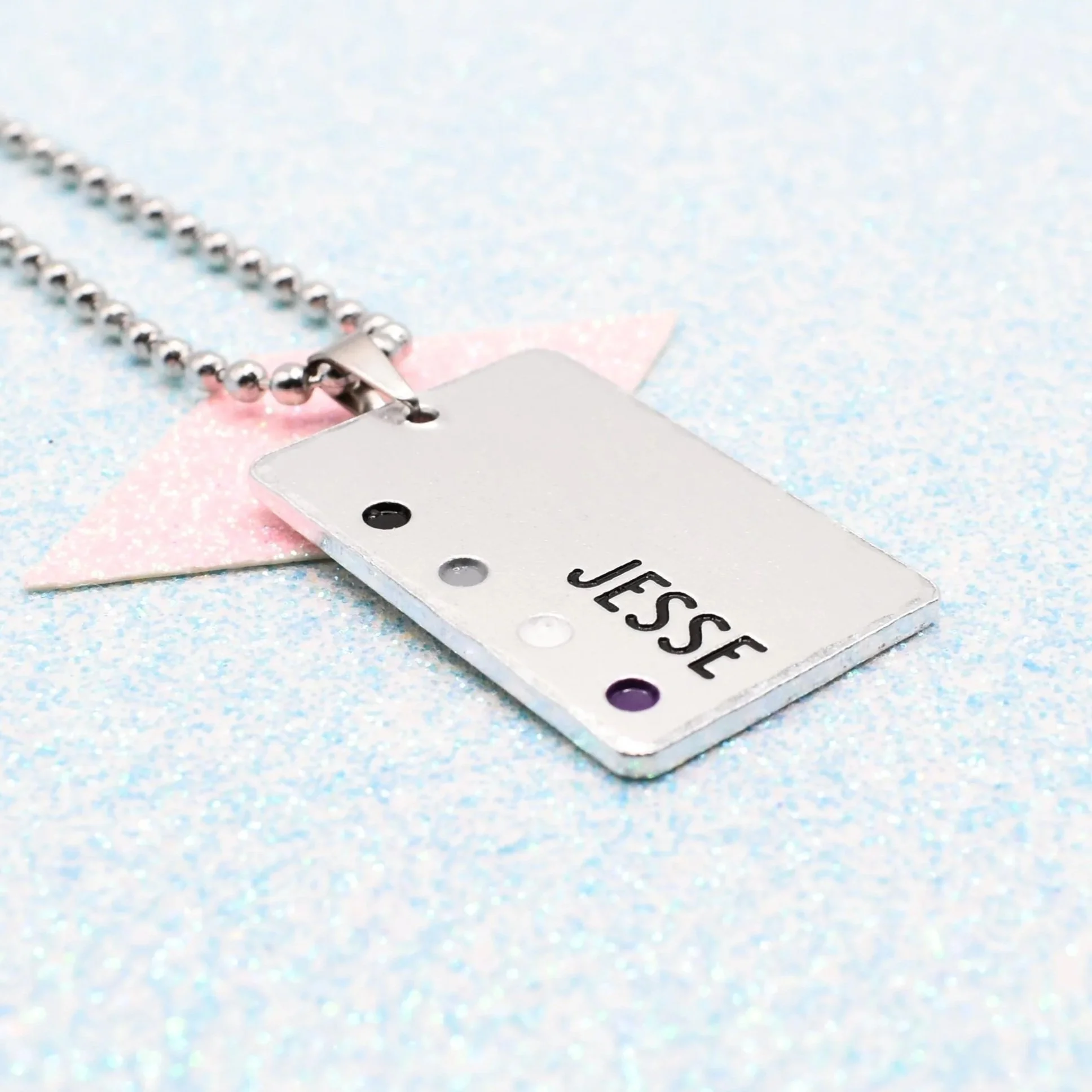 Personalised asexual jewellery with name customisation