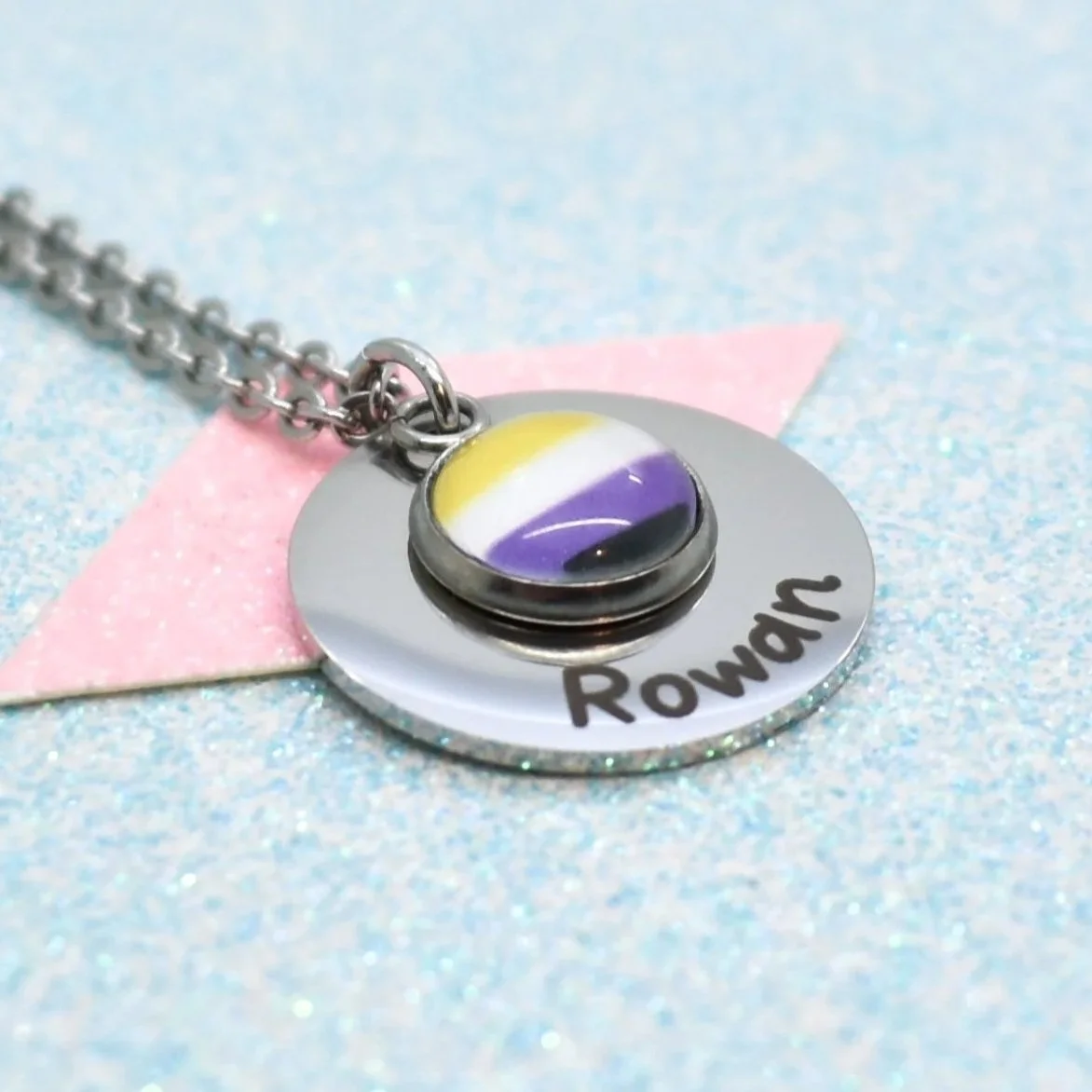 personalised non binary necklace custom name jewellery