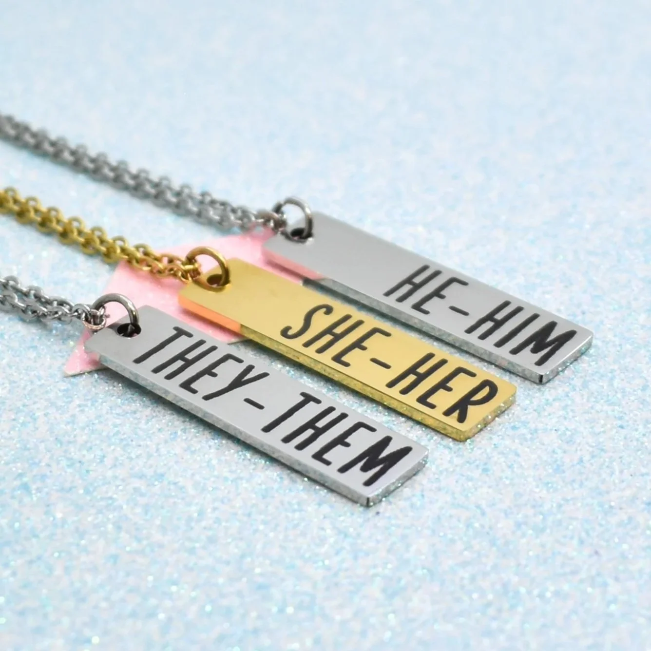 He/him she/her they/them necklace