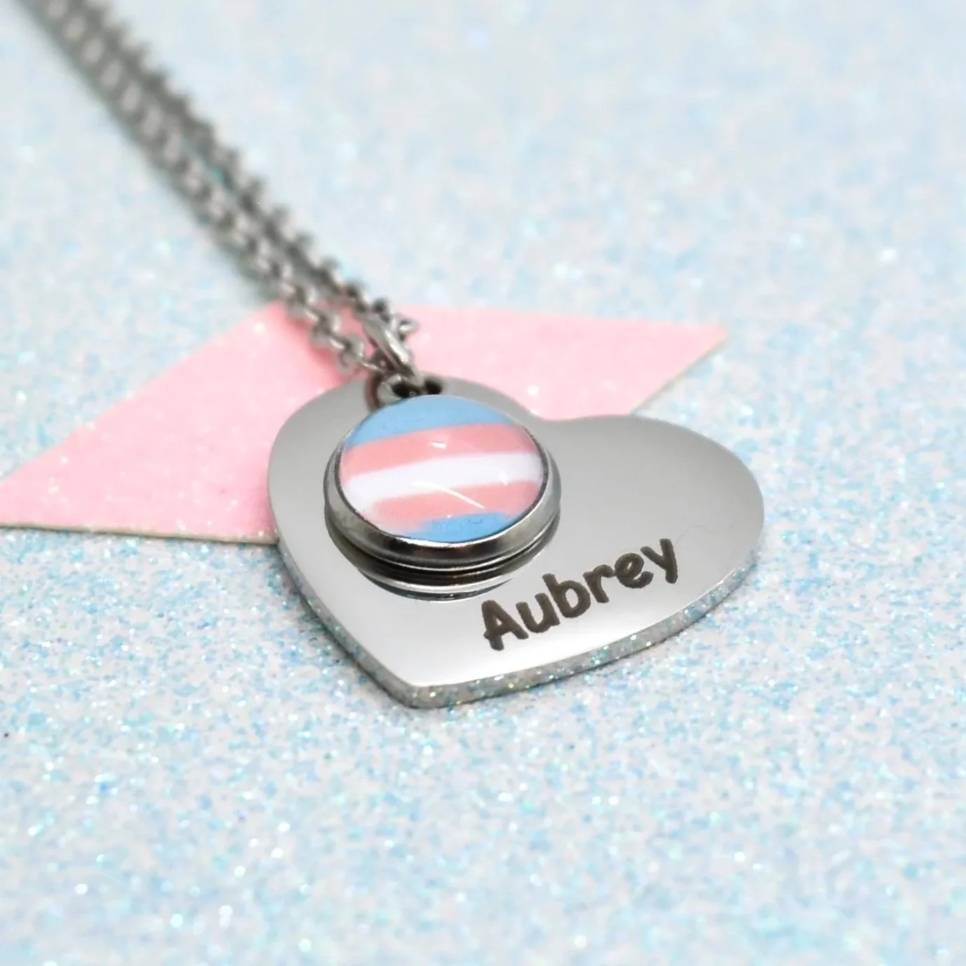 personalised transgender pride necklace