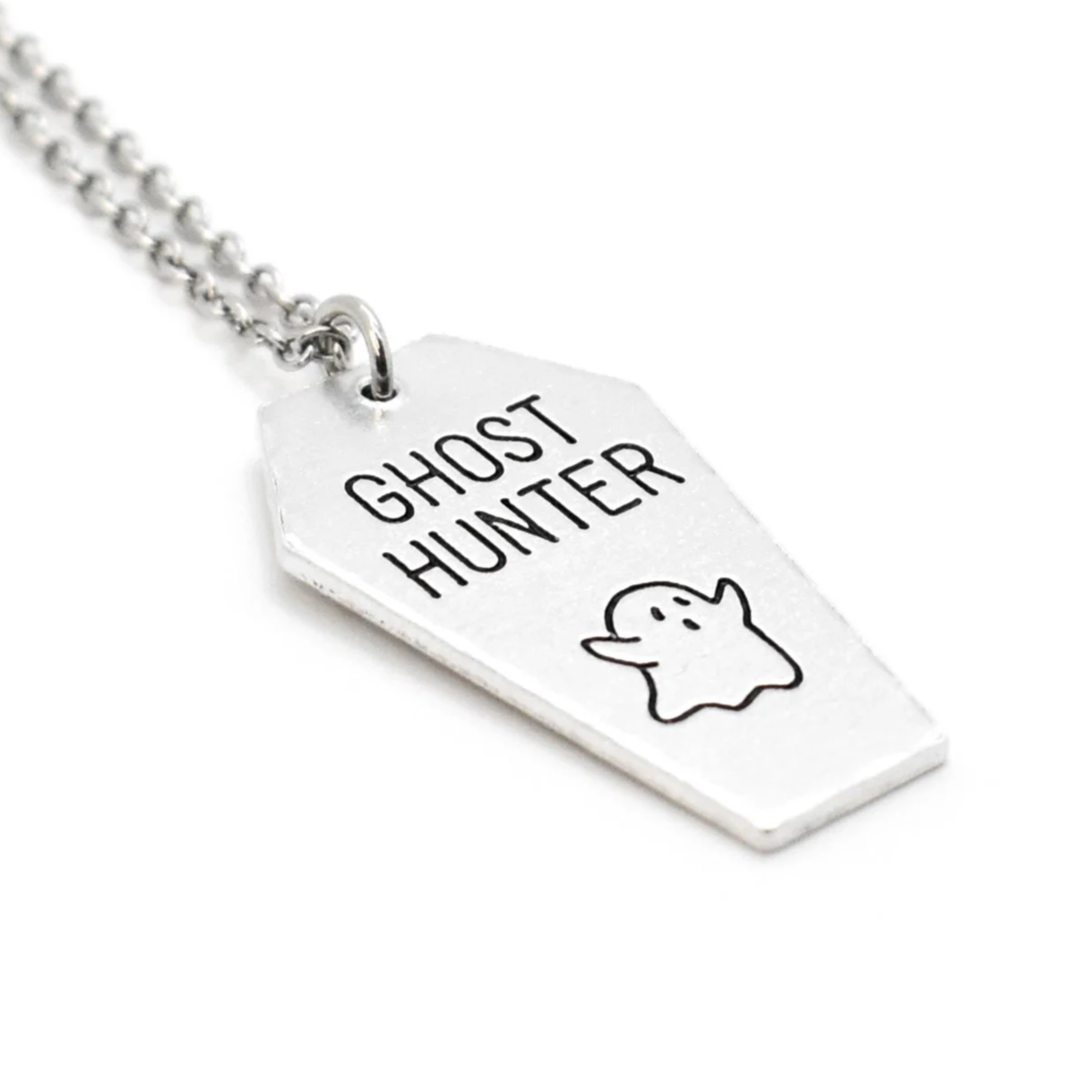 coffin pendant with ghost engraving paranormal charm