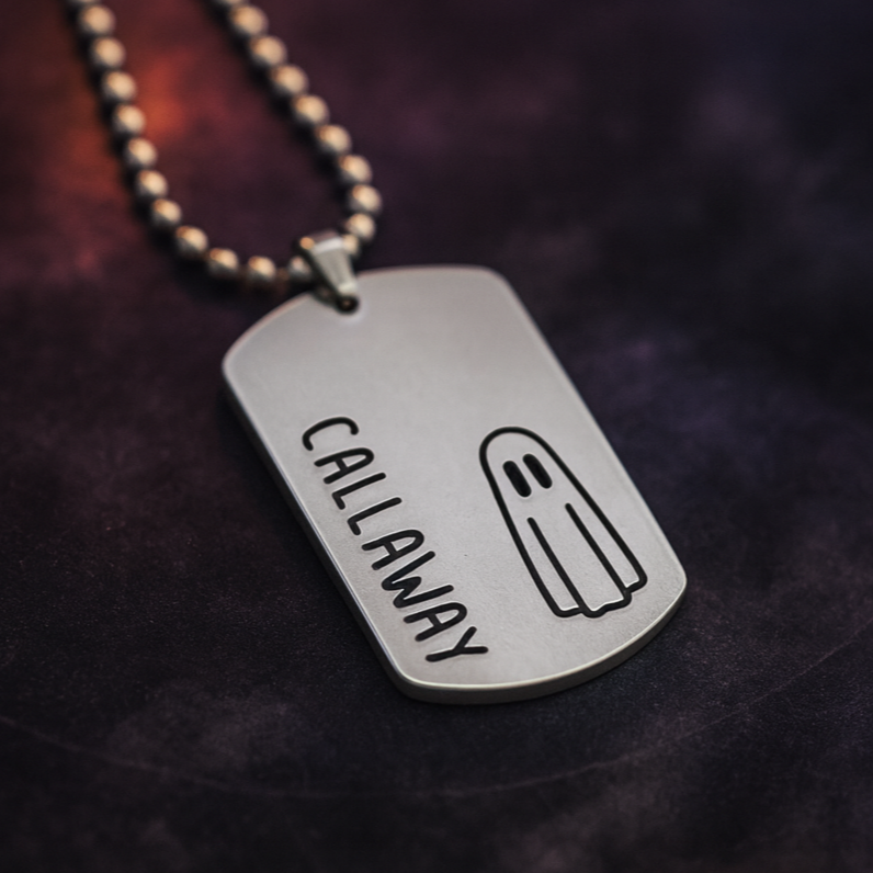 personalised ghost necklace gothic dog tag