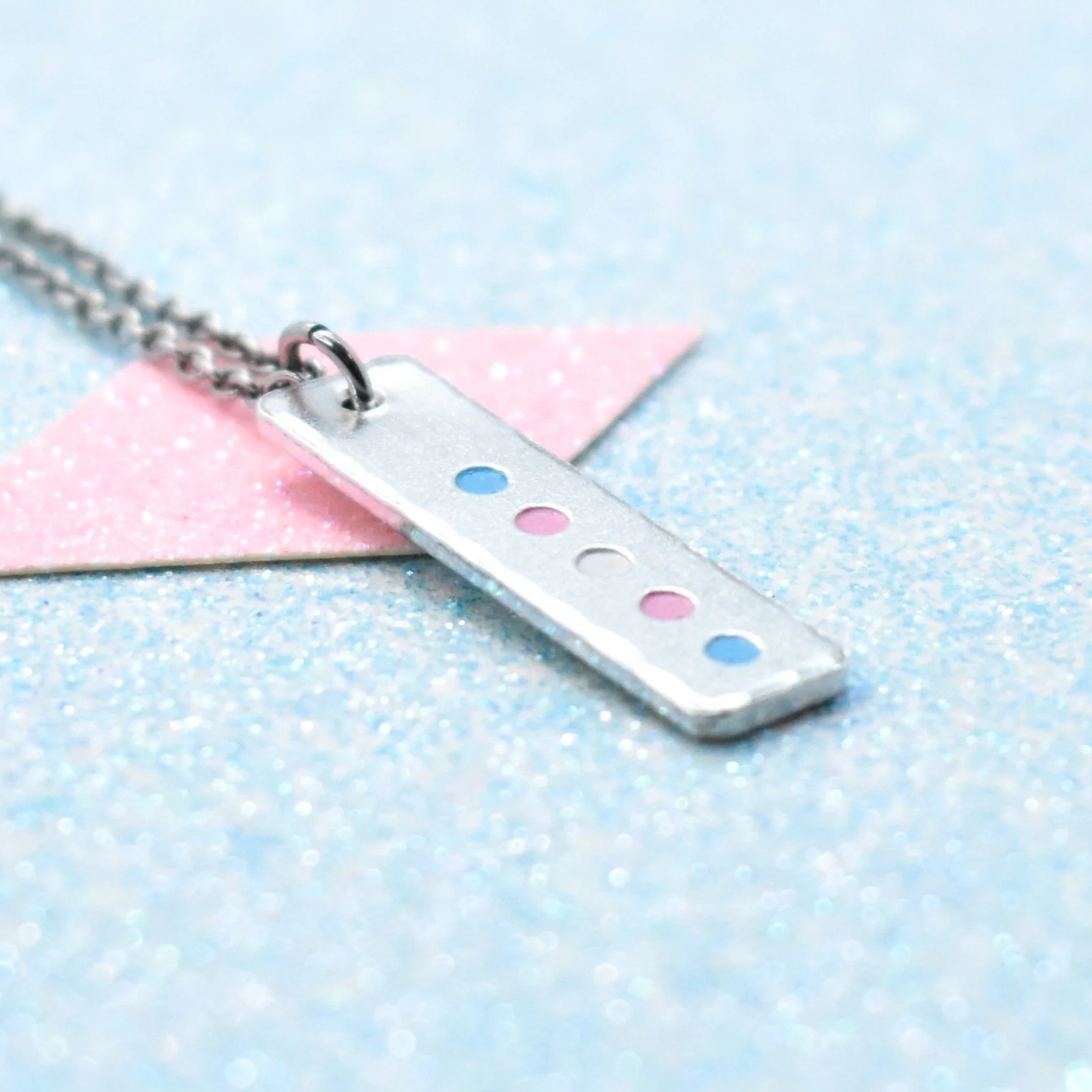 enamel transgender pride flag necklace