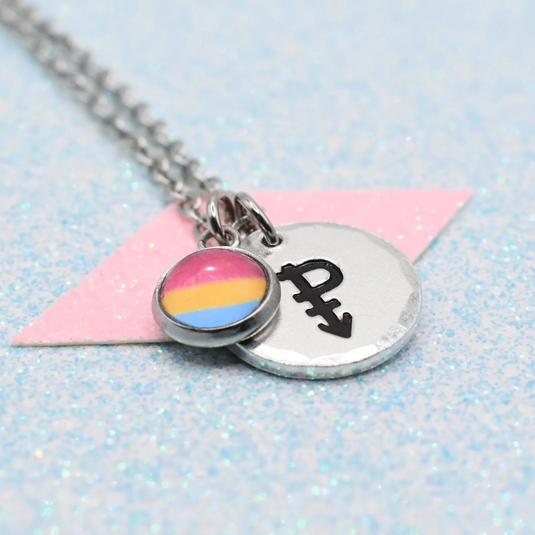 Symbolic, Pansexual Pride Flag  Necklace
