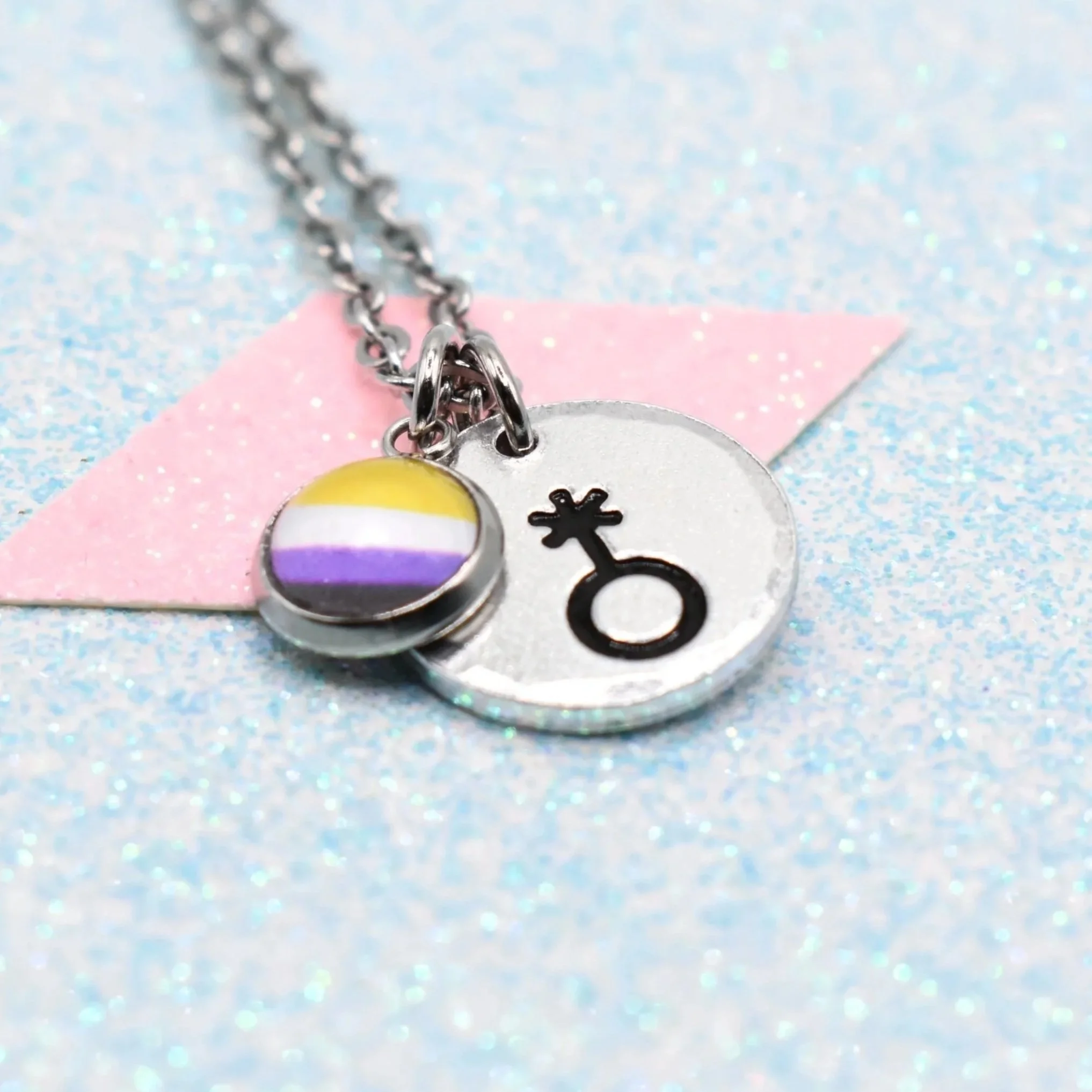 Symbolic, Non Binary Pride Flag Necklace