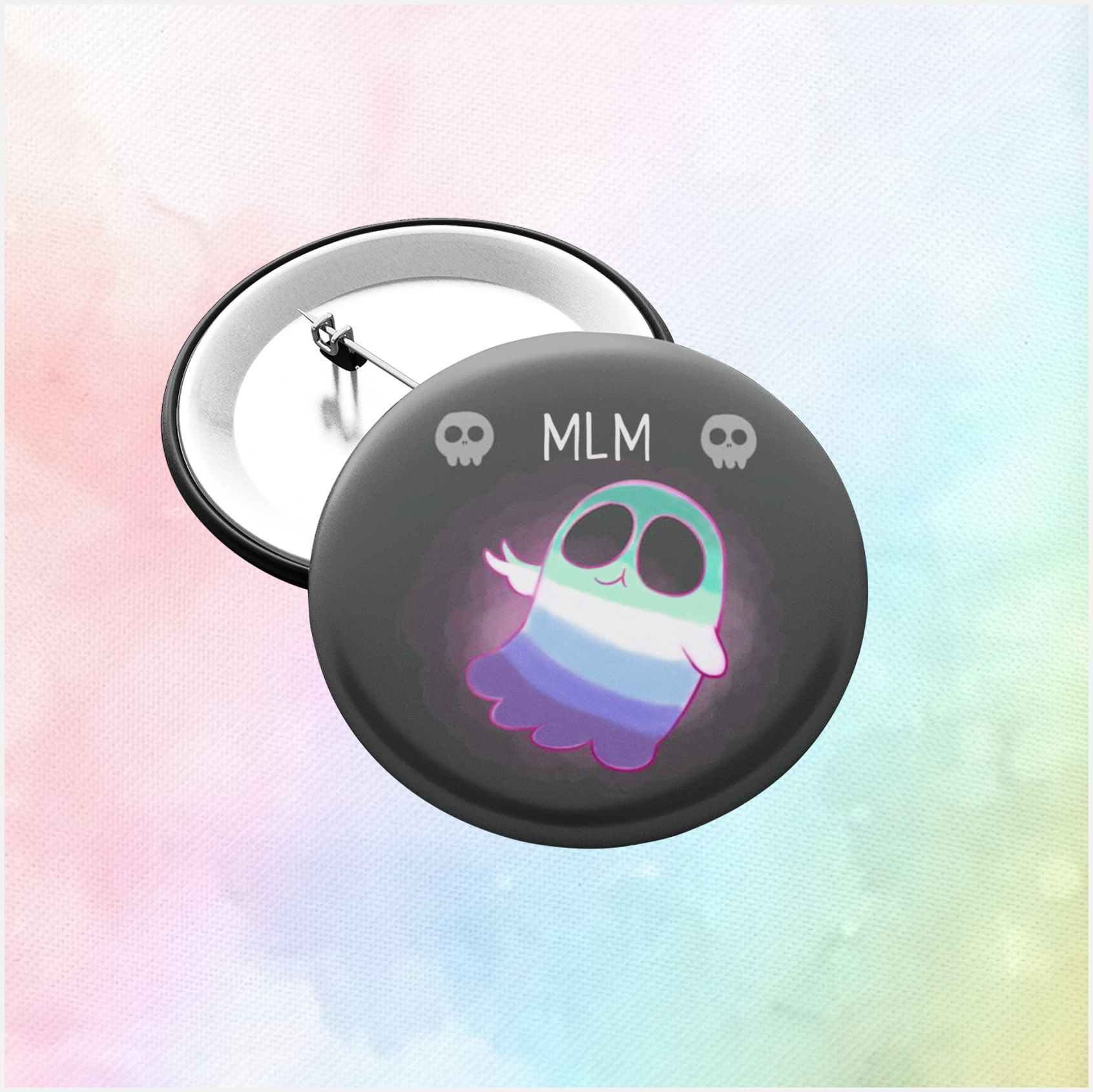 mlm pride ghost pin badge