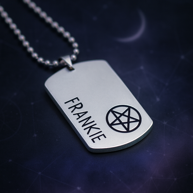 personalised pentagram necklace dog tag