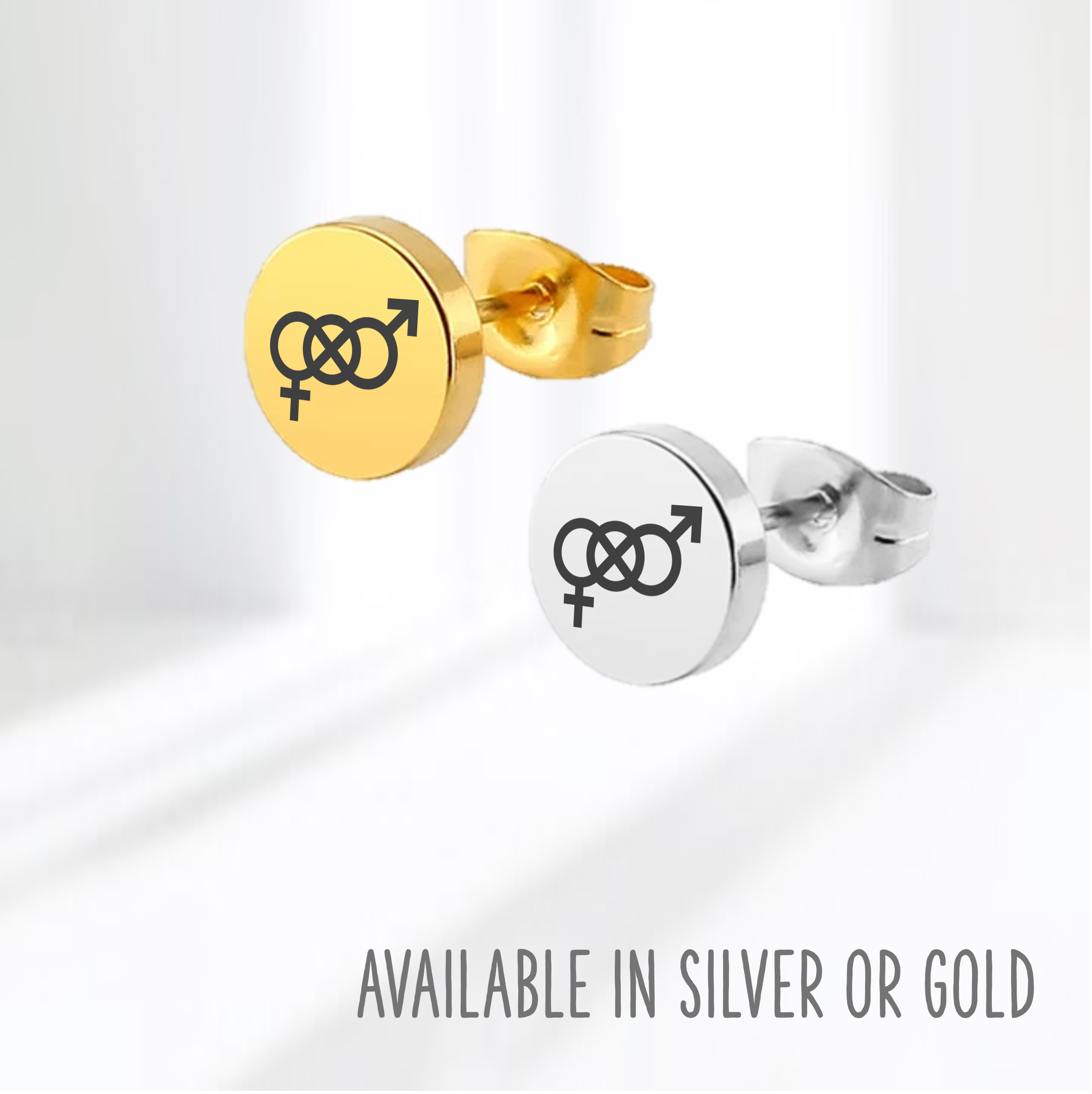 LGBTQ+ bisexual stud earrings unisex stainless steel jewellery